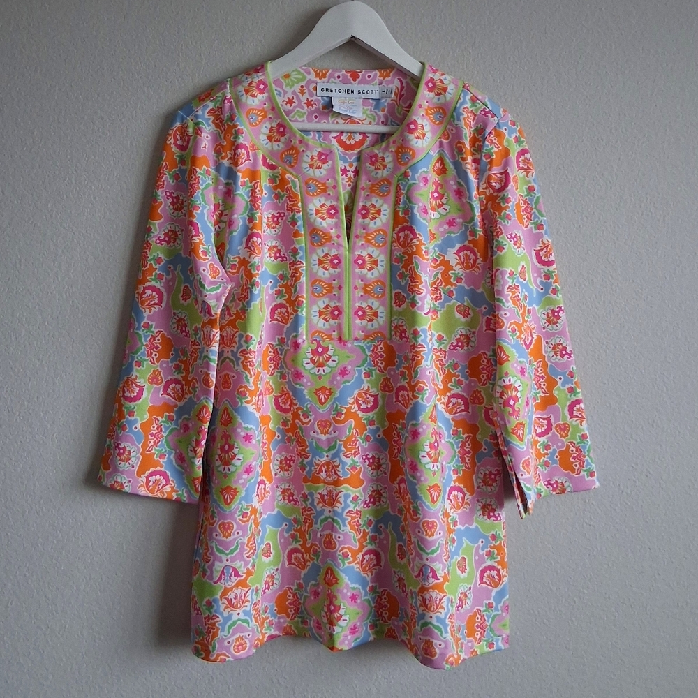 Gretchen Scott Designs Multicolor Floral Tunic - Pink, Orange, Green, Blue - Picture 14 of 14
